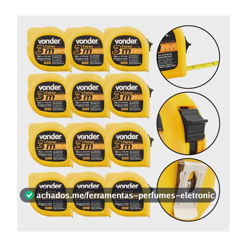 Kit 12 Trenas Curta De Aço 3 Metros Alta Qualidade - Vonder