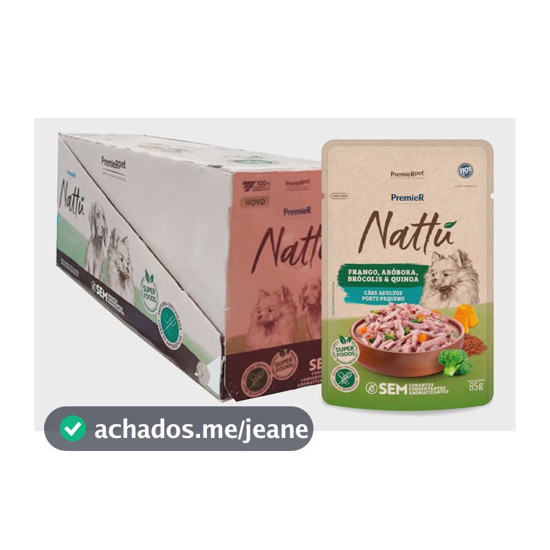Kit com 20 Sachês de Ração Úmida Premier Nattu Sabor Frango para Cães Adultos de Raças Pequenas