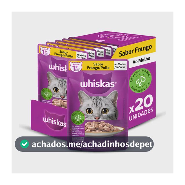 Sache Whiskas Sachê Frango ao Molho para Gatos Adultos caixa com 20 unidades de 85 g