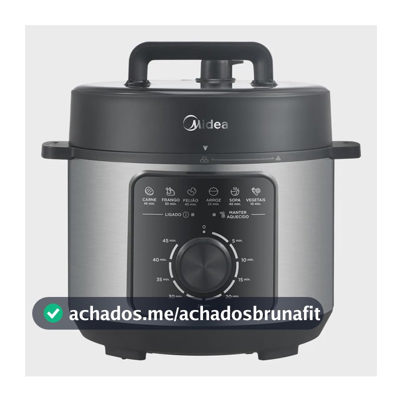 Panela Elétrica Mecânica Pressão 4l Preta E Inox Midea