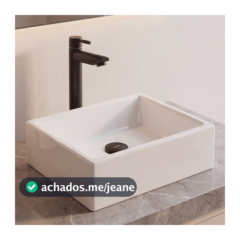 Cuba Pia De Apoio Retangular 41x32 Amazonita Para Banheiro Branco Brilhante