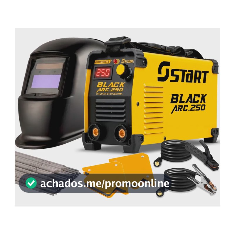 Maquina Inversora Solda 250a Eletrodo + Máscara E Esquadro Amarelo 220v