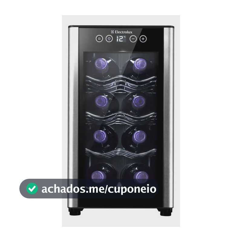 Adega de vinho Electrolux 8 garrafas Uma Porta Acabamento em Alumínio ACB08 Bivolt Preto