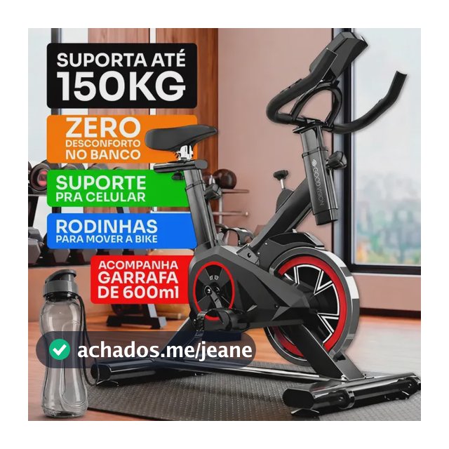 Bicicleta Ergometrica Spinning GoodVision Profissional Para Cardio Fitness Musculação Atividade Física Inercia Cor Preto e Vermelho ate 150kg