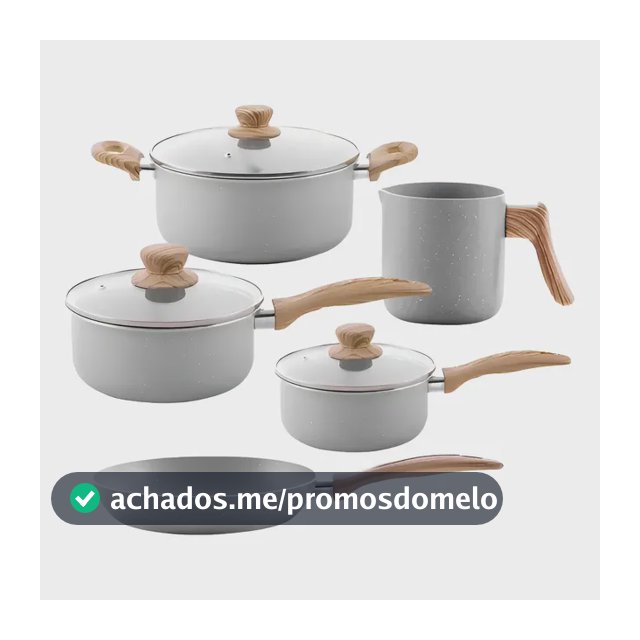 Conjunto Completo: 5 Panelas Brinox Ceramic Life Cinza