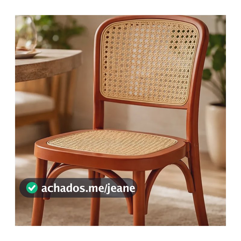 Cadeira De Jantar Amis Rattan Empilhável Cozinha Varanda Telinha Terracota Bege