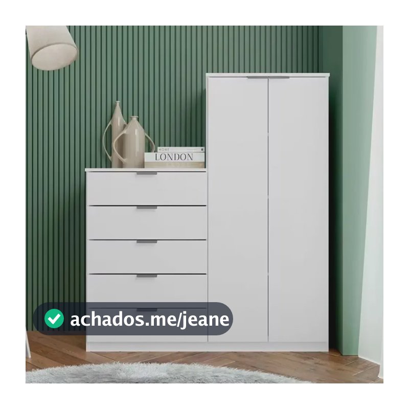 Cômoda Sapateira Roma Com 2 Portas E 5 Gavetas Bartira Cor Branco fosco