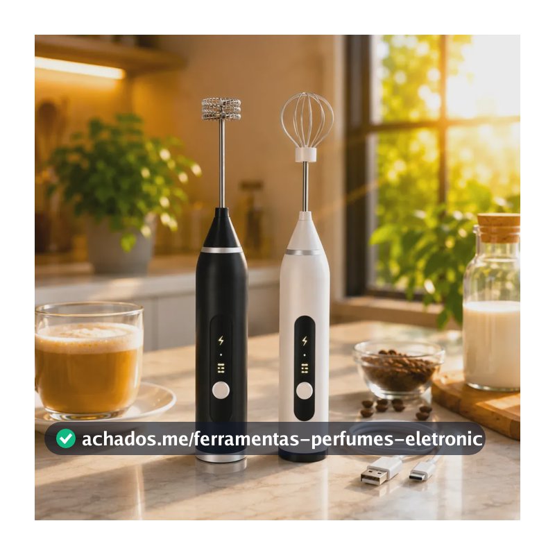 Mixer Portátil Elétrico 2 em 1 Misturador de Bebidas Mini Batedor Premium USB Mexedor Bebidas Vitaminas Café Chá Drink Blackbom
