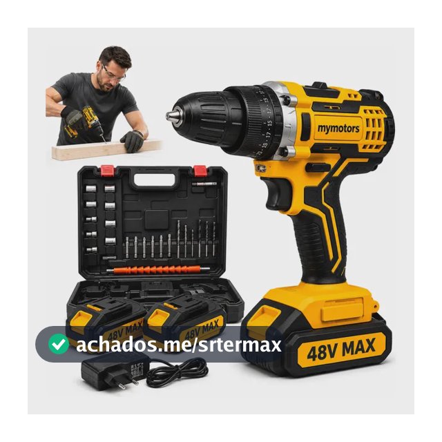 Parafusadeira Furadeira 48v Profissional 2 Baterias Sem Fio Amarelo 127/220v 60 Hz