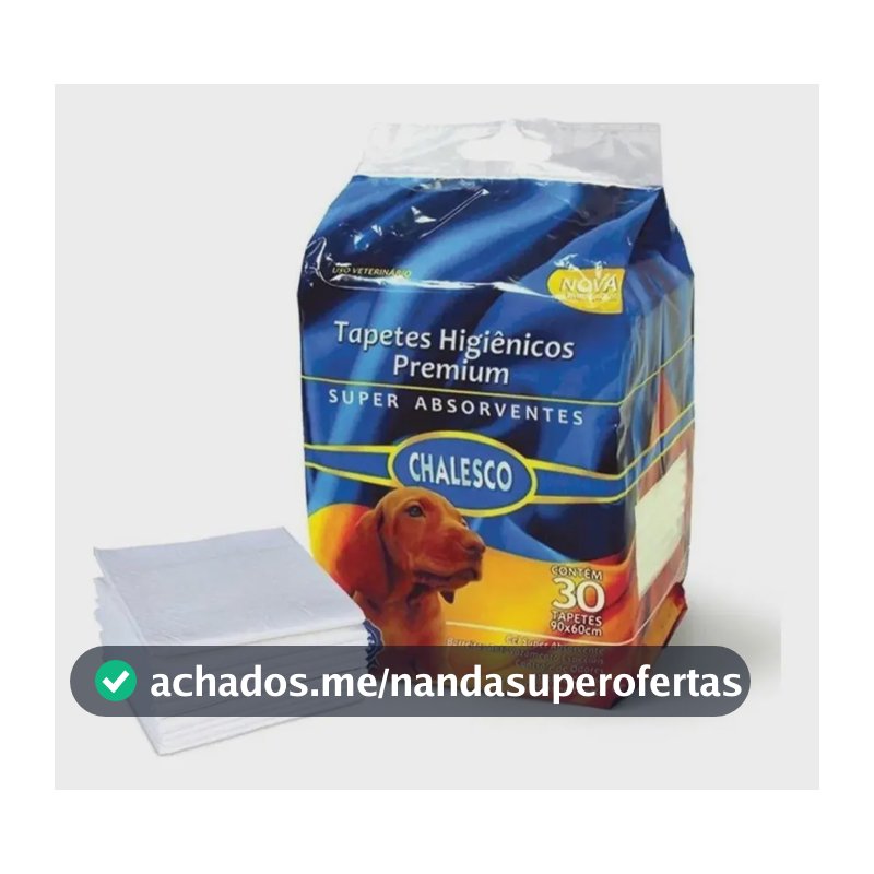 Tapete Higiênico Chalesco Premium Medida 60x90 Pacote com 30 unidades