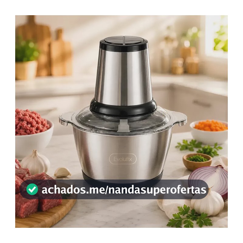 Multiprocessador Triturador Moedor 2 Litros Inox 110v Elétrico De Alimentos Processador Picador De Cozinha Cozinheira Cortador De Aço Inoxidável Evolufix