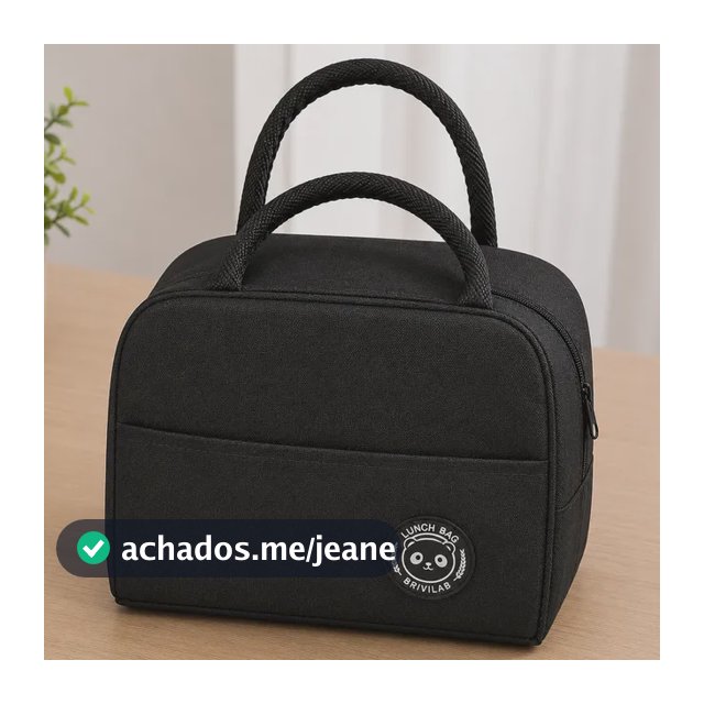 Bolsa Térmica Marmita Mamadeira Lancheira Escolar Unissex Liso Preto