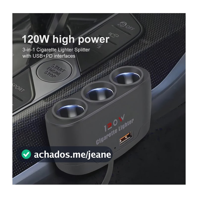 Carregador Veicular Hub 12v 3 Tomada Acendedor Carregador Automotivo Adaptador Para Carro Caminhão Carregamento Rápido