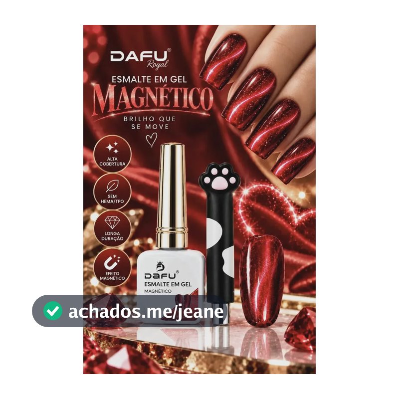 Esmalte Gel Unha Magnético Vermelho 10ml + Ímã Vermelho