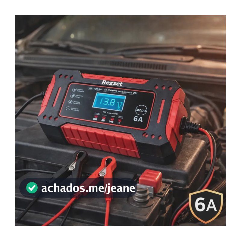 Carregador De Bateria Automotiva Portátil 12v 4ah-100ah 6a Carro Moto Caminhão Automático