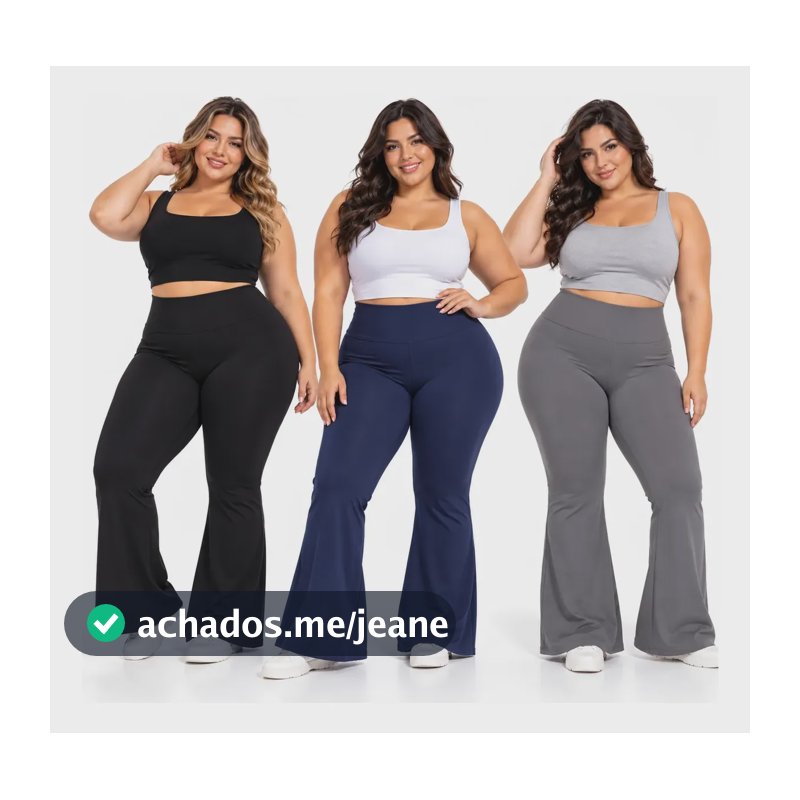 Kit 3 Calças Flares Plus Size Feminina Legging Grossa Sortidas Liso G3 54-56