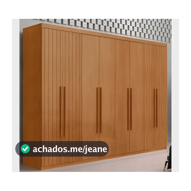 Guarda Roupa Casal Toronto Mdf 8 Portas Moderna Mobília Cor Naturalle