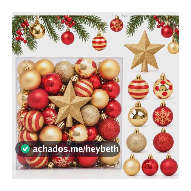 Kit 50 Bolas De Natal Árvore Decoração Natalina Com Estrela