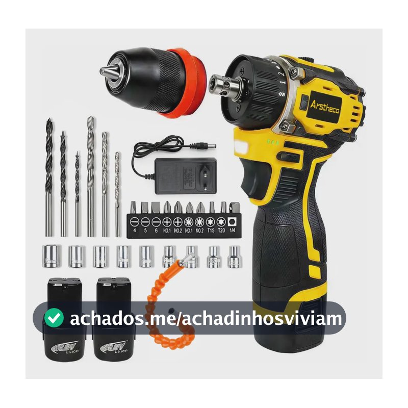 Parafusadeira Furadeira Portátil Sem Escova 16.8v 2 Baterias Amarelo 16.8v
