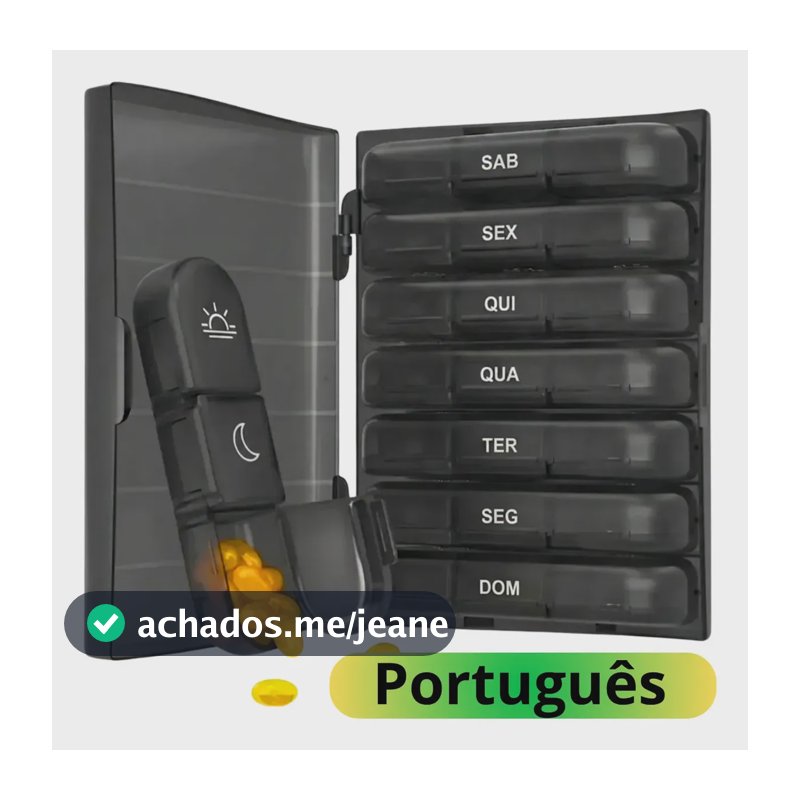 Caixa Organizadora Porta Comprimido Remédio Semanal Triplo Cor Preto 7 Dias Em Português