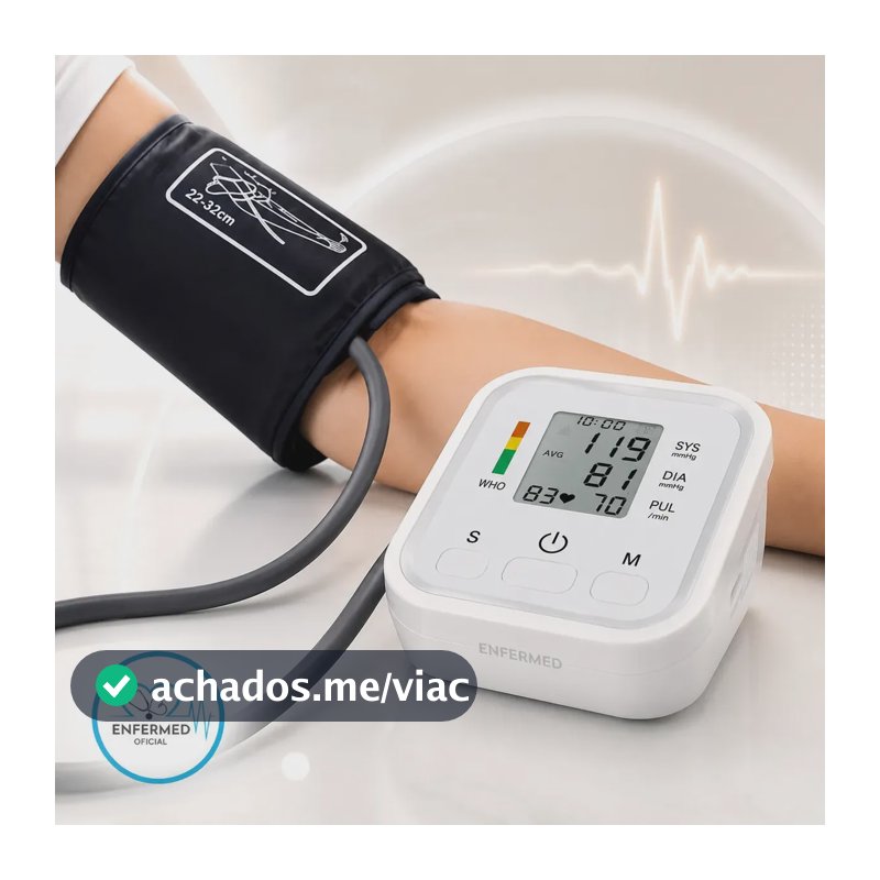 Medidor De Pressão Aparelho Portátil Automático Com Voz Uso Doméstico Enfermed Oficial