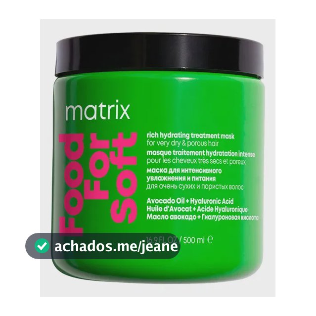 Máscara Vegana Hidratação Profunda Profissional Food For Soft Matrix 500ml