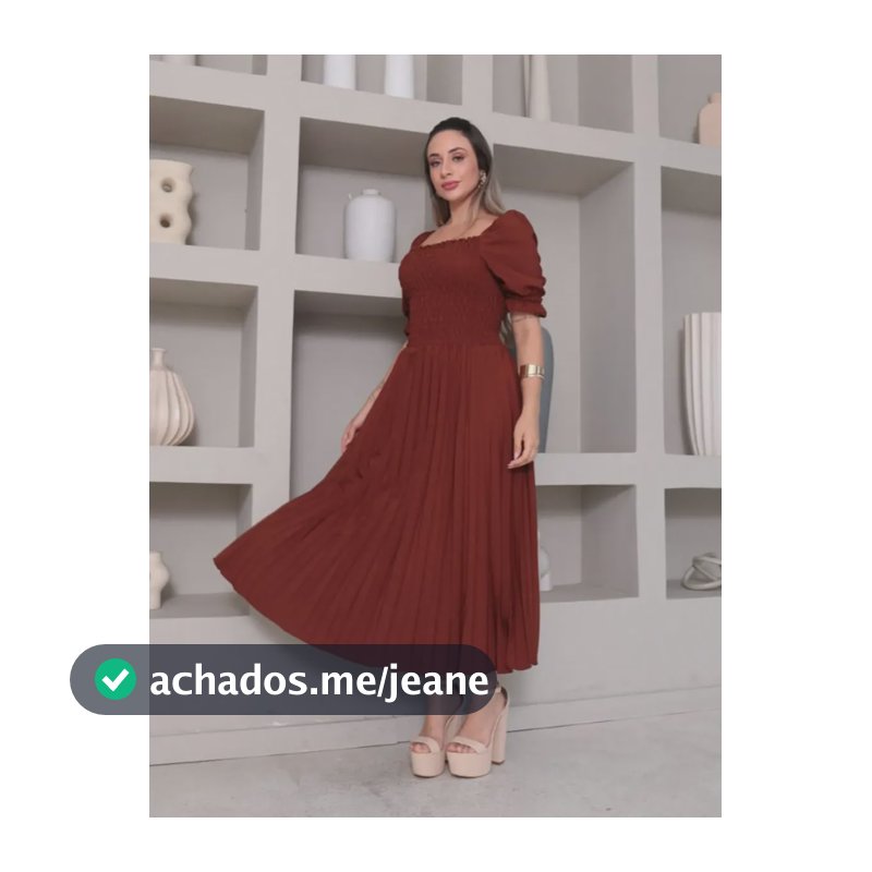 Vestido Midi Feminina De Manga Curto Cintura Alta Plissado Chocolate Único