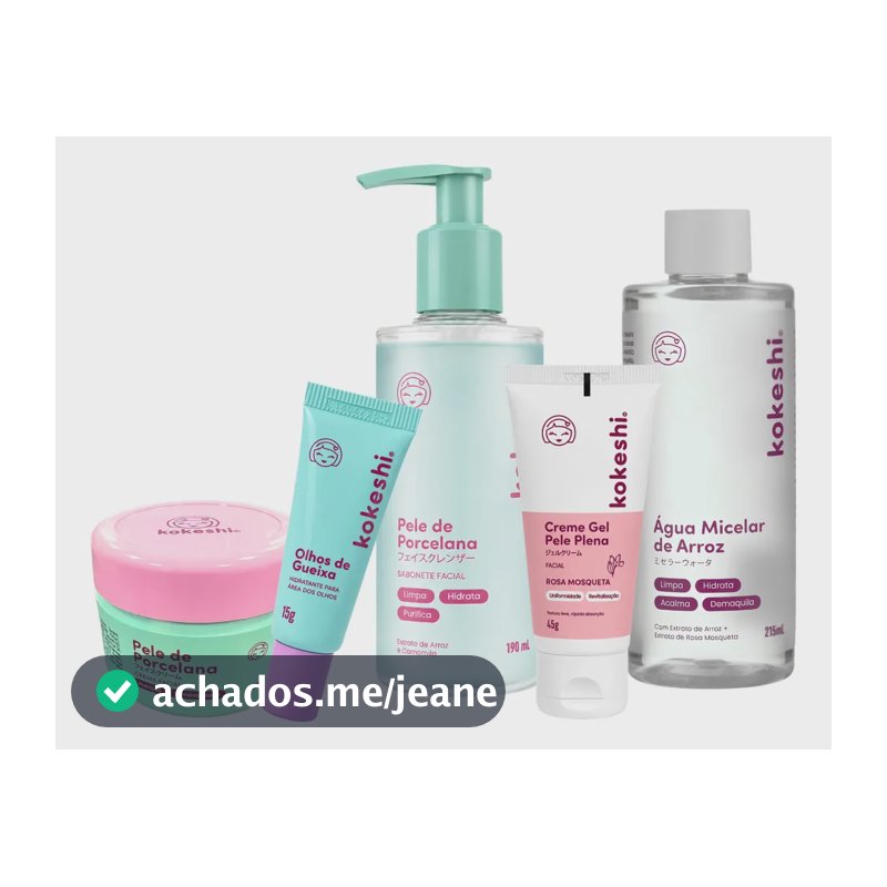 Kit de Cuidados Essenciais Kokeshi para Limpeza e Hidratação da Pele