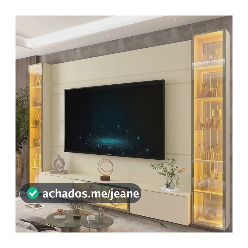 Estante Para Tv 84 Polegadas 217,6cmx293cm Com Porta Off White/off White