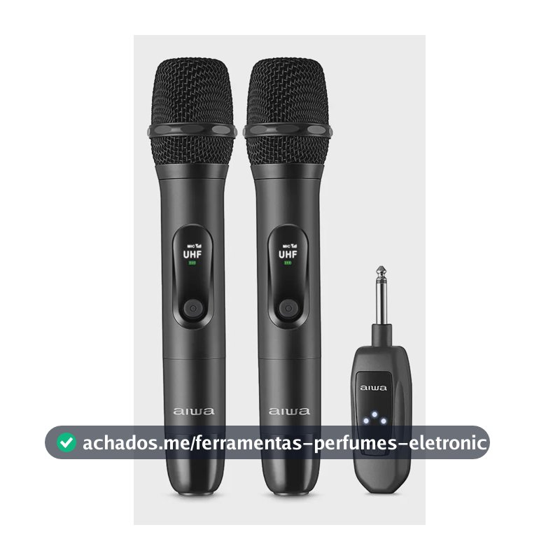 Microfone Wireless Karaokê Aws-mic-01 Bivolt Aiwa Preto