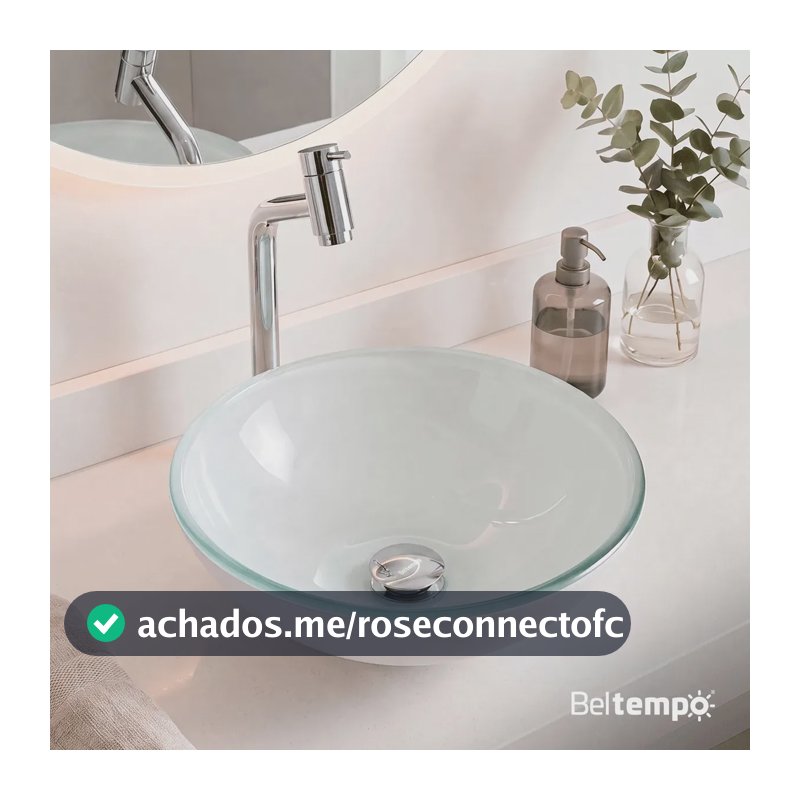 Cuba Pia De Apoio Sobrepor Vidro Redonda 30 cm Branca Banheiro Lavabo Beltempo Bt-4030
