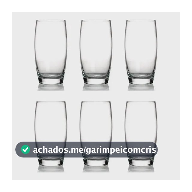Kit 6 Copos Oca Nadir 300ml Vidro para Água e Suco