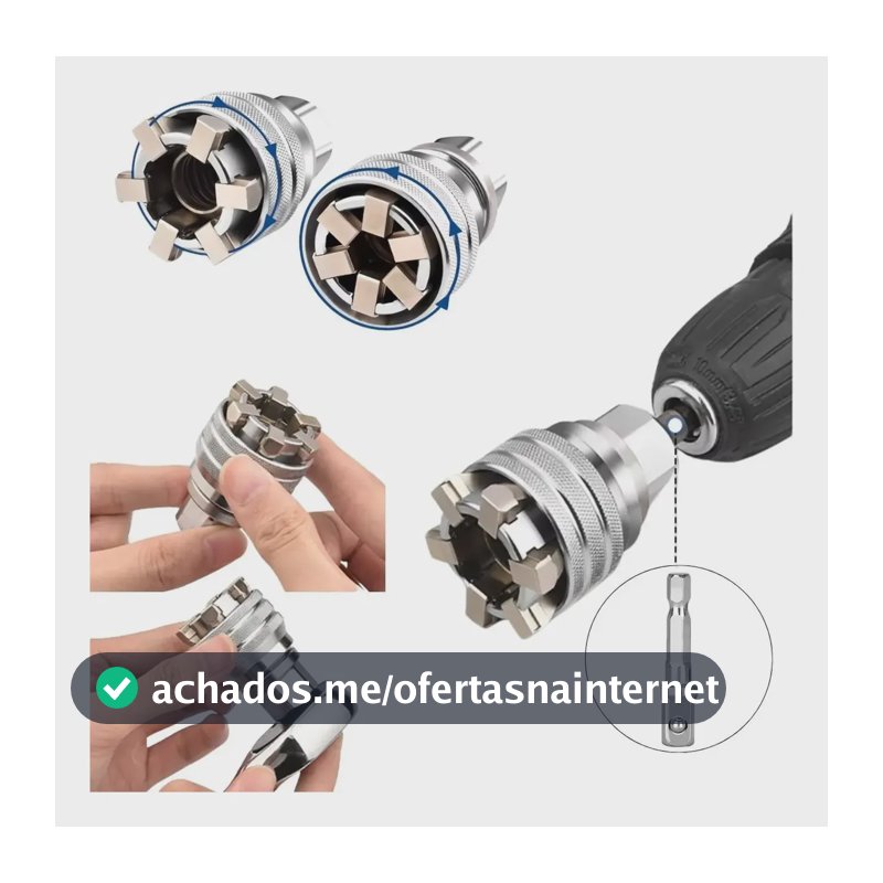 Chave Soquete Universal Ajustável 10-19mm Alta Resistência Prata