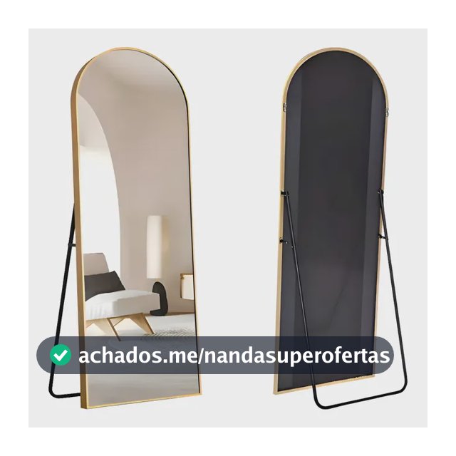 Espelho De Chão Corpo Inteiro Com Moldura E Suporte Dourado