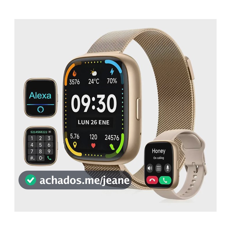 Smartwatch Mertto IDW26 para Chamadas Bluetooth com Alexa e Tela de 1.83"