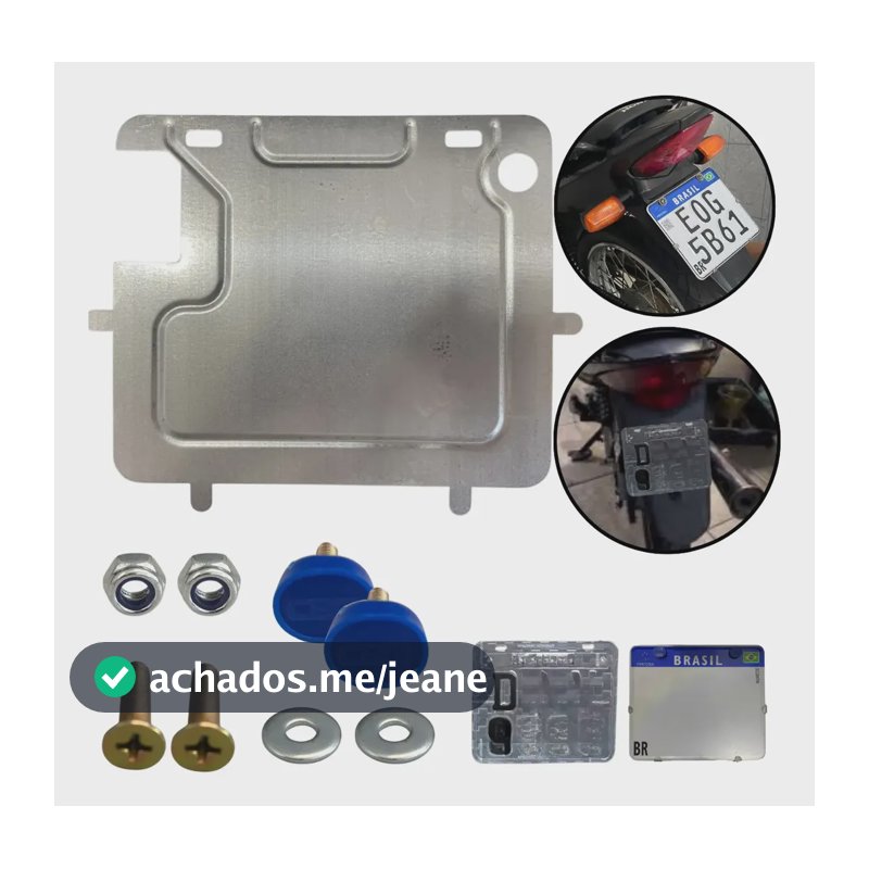 Suporte Reforço De Aço Placa Mercosul Moto + Lacre Antifurto