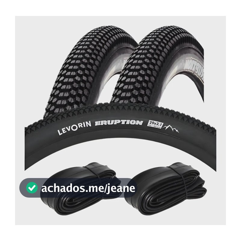 Par Pneu Bike Mtb Levorin Eruption Aro 29 X 2.10 Cravo Balão + 2 Camaras Bico Grosso