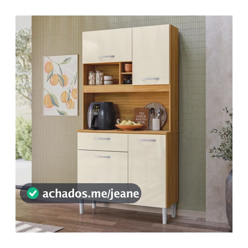 Cozinha Compacta 4 Portas 1 Gaveta Malta Cinamon/off-white