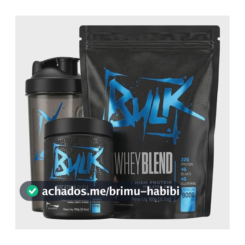 Kit Whey Protein 900g + Creatina 300g + Shaker Sabor Baunilha
