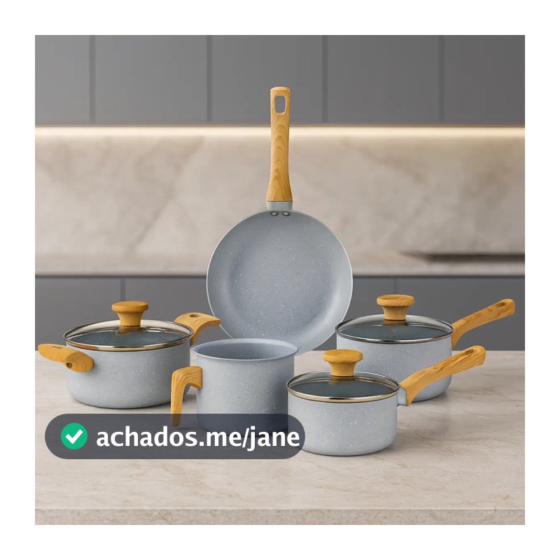 Jogo de Panelas 5 Peças Antiaderente Cerâmico Grafite Mimo Style - Conjunto Completo