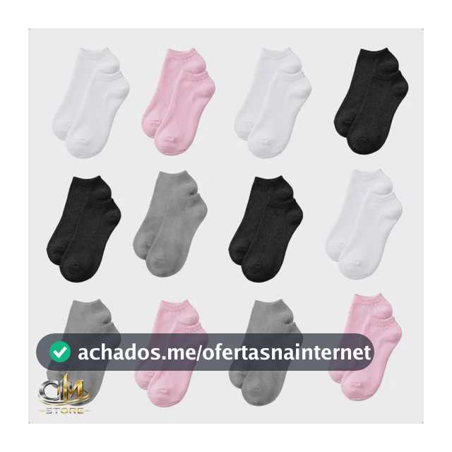 Kit 12 Pares Meia Soquete Meias Cano Curto Feminina Premium Branco Preto Cinza Rosa Liso 36 - 40
