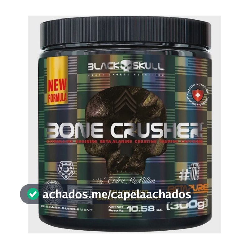 Pré-treino Bone Crusher 300g Black Skull Sabor Frutas Amarelas