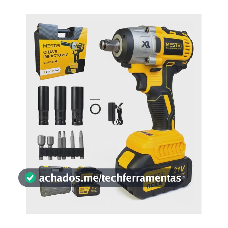 Chave De Impacto a Bateria Profissional Recarregável 4ah Brushless Parafusadeira Furadeira Alta Potência Sem Escova 2 Baterias MESTRI