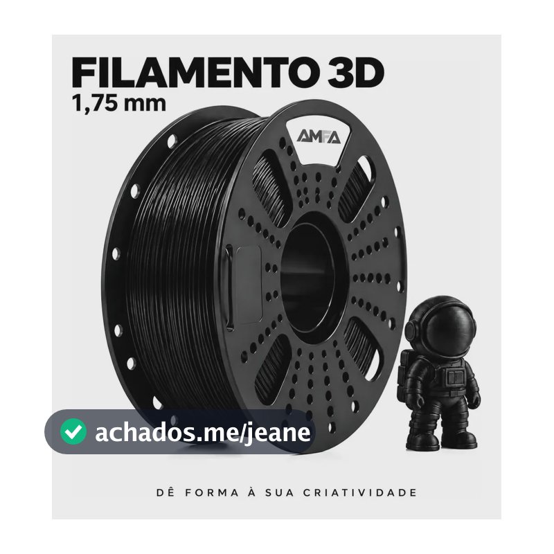 Filamento Para Impressora 3d Amfa Petg 1,75 Mm 1kg,cor Preto Preto