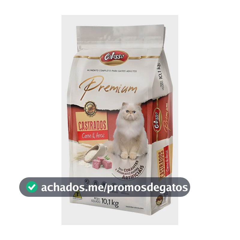 Ração Colosso Gato Castrado Adulto Carne e Arroz 10,1 Kg