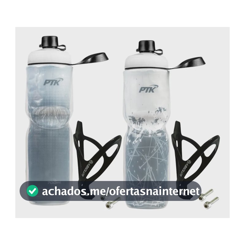 2 Garrafas Caramanhola Térmica P/ Bike 700ml + Suporte Absol Full Preto Abs/cold Branco Abs