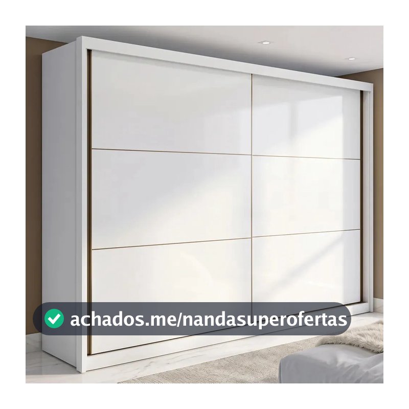 Guarda-roupa Casal MDF 2 Portas Corrediças Branco 6 Gavetas Móveis Lopas