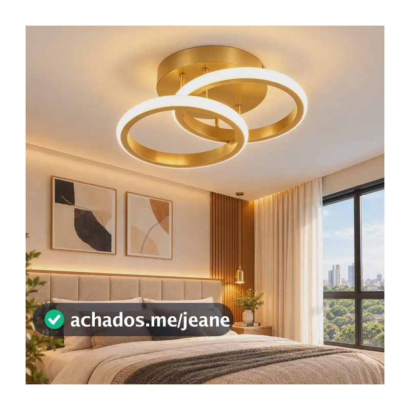 Luminária De Teto Com Design De Dois Círculos, 3 Em 1 127/220v Dourado