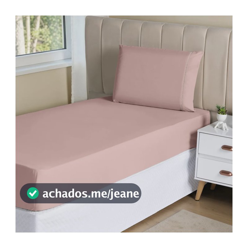 Jogo Lençol 2 Peças Solteiro Hipercal 400 Fios Leve Luxo Cor Rosa Desenho do tecido Liso