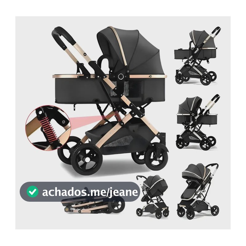 3 Em 1 Carrinho Bebé ,dobrável,versátil E Prático! Reversíve Preto